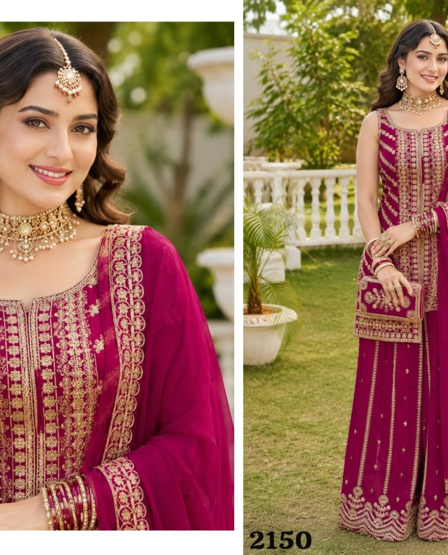 PINK - Rani Georgette Embroidered and Sequins Work Palazzo Salwar Suit